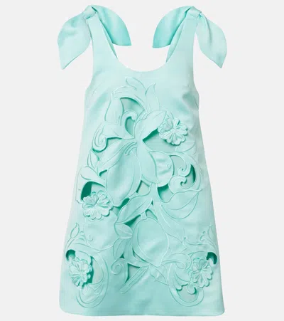 Leo Lin Harper Bow-detail Embroidered Minidress In Blue