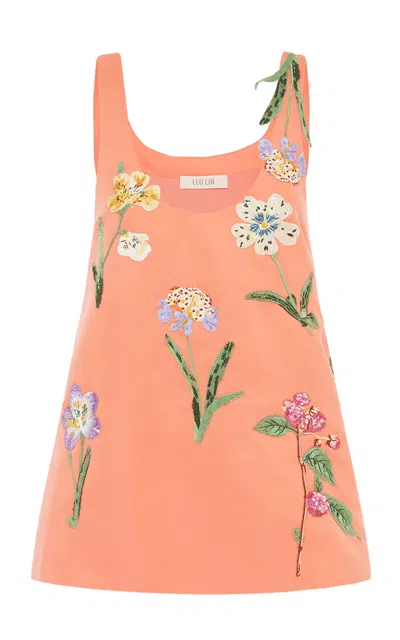 Leo Lin Helaine Embroidered Set In Coral