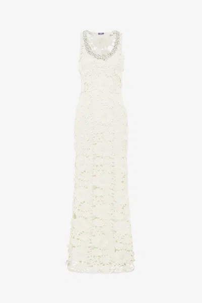 Leo Lin Helena Embellished Lace Maxi Dress - Snow In White