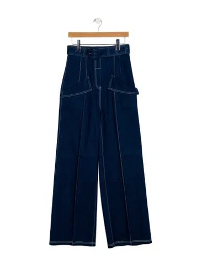 Pre-owned Leo Lin High-rise Wide Leg Jeans In Blue
