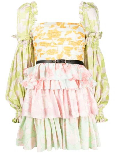 Leo Lin Holly Long-sleeve Mini Dress In Multicolour