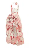 Leo Lin Illiana Floral Crepe Gown In Multi