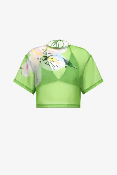 Leo Lin Indie Sleeve Top - Lily Print In Parakeet In Green
