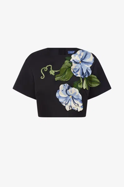 Leo Lin Indie Sleeve Top - Vine Print In Ebony