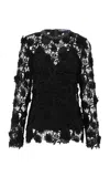 Leo Lin Ines Lace Embellished Top In Black