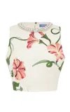 Leo Lin Iris Embellished Printed Top In White