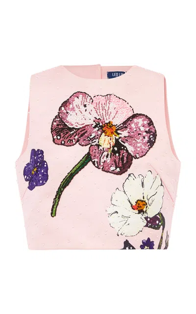 Leo Lin Iris Embellished Top In Pink