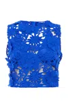 Leo Lin Iris Lace Top In Blue