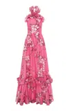 Leo Lin Isabelle Ruffled Halterneck Maxi Dress In Pink