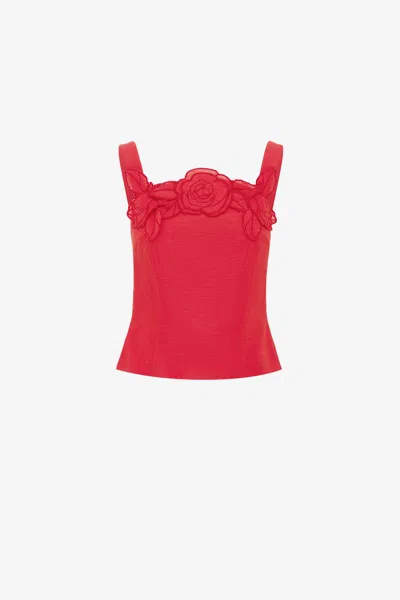 Leo Lin Isadora Appliqué Top - Scarlet