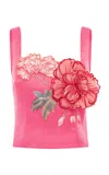 Leo Lin Isadora Appliquéd Top In Pink