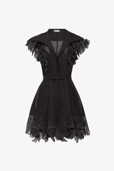 Leo Lin Isla Appliqué Mini Dress - Ebony In Black