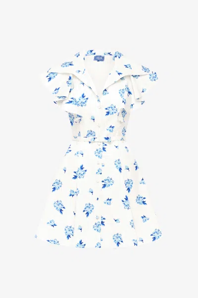 Leo Lin Isla Mini Dress - Ditsy Floral Print In Snow
