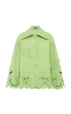 Leo Lin Jayna Appliquéd Cotton Jacket In Green