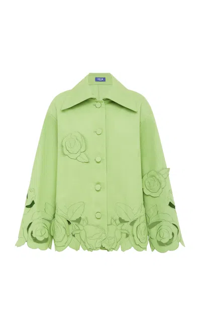 Leo Lin Jayna Appliquéd Cotton Jacket In Green