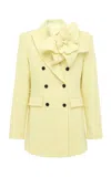 Leo Lin Jazlyn Floral-appliquéd Tweed Blazer In Yellow