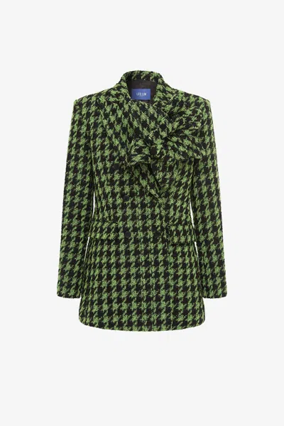 Leo Lin Jazlyn Tweed Blazer - Houndstooth In Green