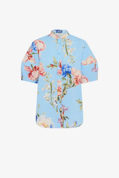 Leo Lin Jemma Blouse - Garden Print In Baby Blue
