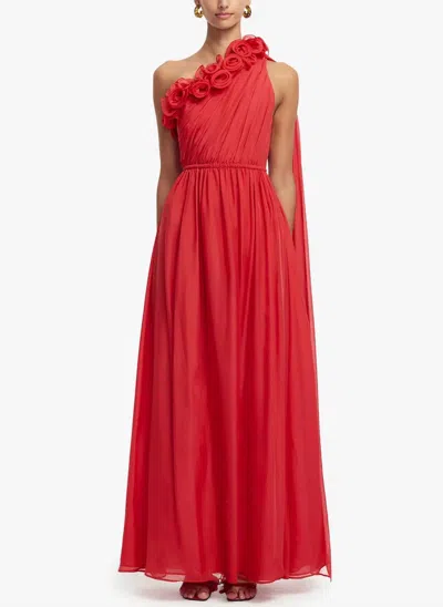 Leo Lin Jenni One Shoulder Maxi Dress In Scarlet In Red