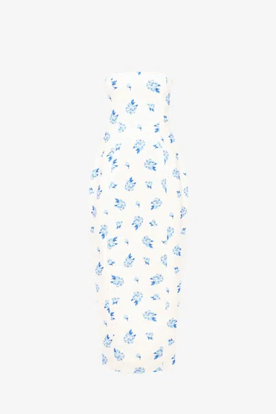 Leo Lin Jessica Cocoon Bustier Maxi Dress - Ditsy Floral Print In Snow In White
