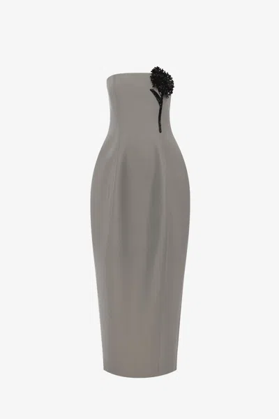 LEO LIN JESSICA COCOON BUSTIER MAXI DRESS - STEEL
