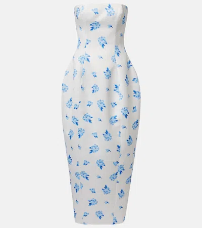 Leo Lin Jessica Floral Bustier Gown In White