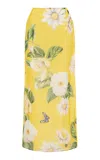 Leo Lin Jing Silk Column Maxi Skirt In Yellow