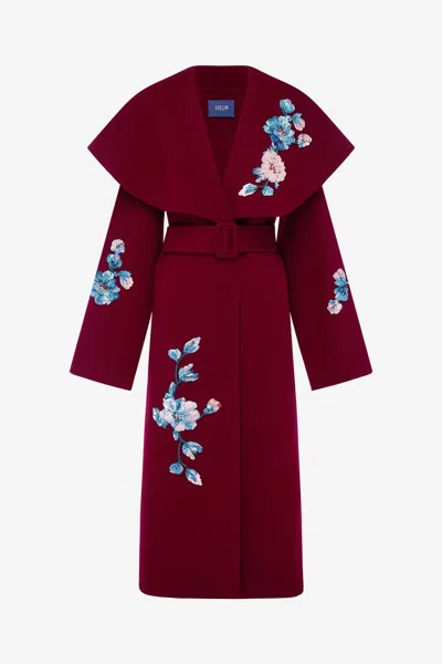Leo Lin Joan Embroidered Wool Coat - Cosmos Print