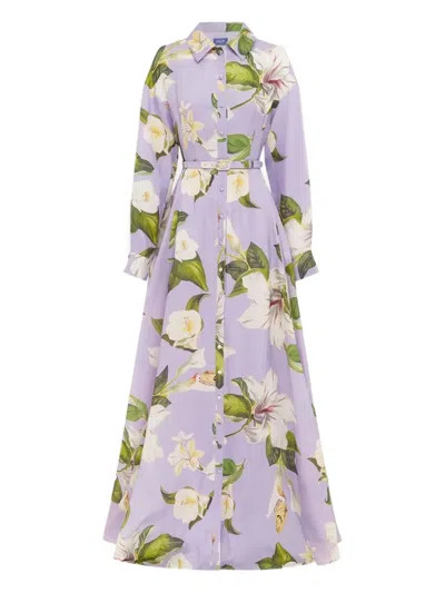Leo Lin Josephine Buttoned Floral Maxi Dress In Purple