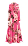 Leo Lin Josephine Floral Rosette Silk Gown In Pink