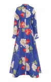 Leo Lin Josephine Floral Silk Gown In Blue