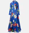 Leo Lin Josephine Floral Silk Gown In Blue