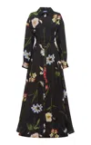 Leo Lin Josephine Printed Silk Gown In Black