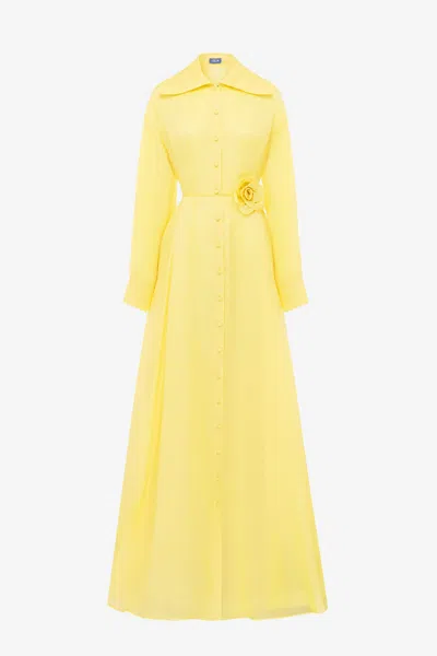 Leo Lin Josephine Silk Gown - Limoncello