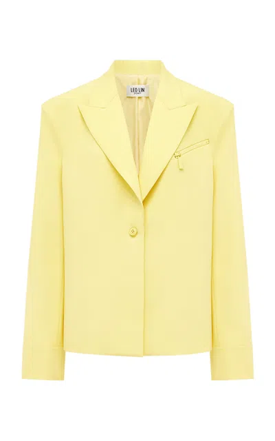 Leo Lin Jovanna Crepe Blazer In Yellow