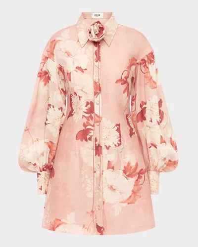 Leo Lin Juliana Floral-print Mini Shirtdress In Peony Print