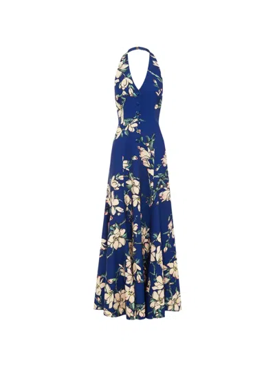 Leo Lin Juliette Floral Midi Dress In Blue