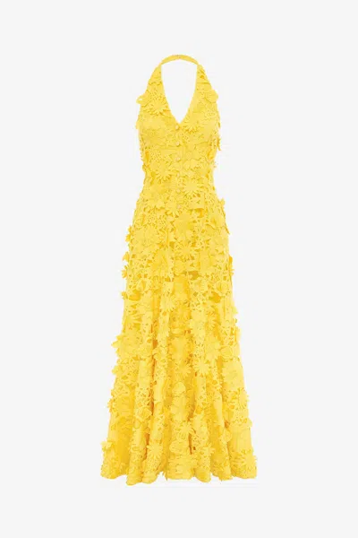 Leo Lin Juliette Lace Halterneck Maxi Dress - Sunshine