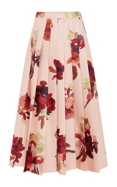 Leo Lin June Pleated Maxi Skirt - Reverie Print In Nectar In Pink