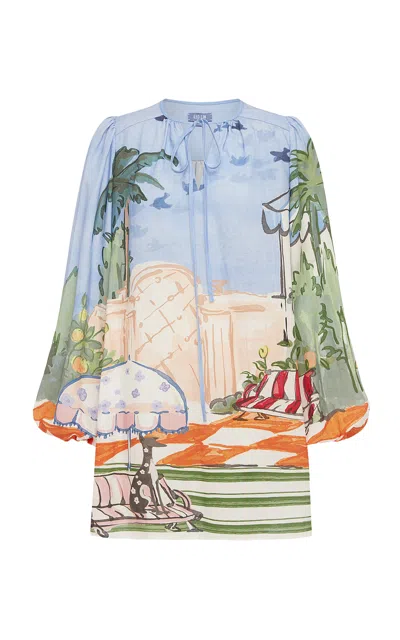 Leo Lin Juniper Tunic Poplin Mini Dress In Blue