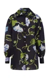 Leo Lin Kathleen Printed Silk Blouse In Black
