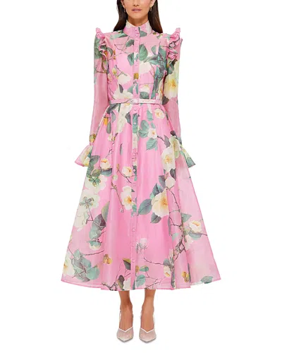 Leo Lin Katrina Butterfly Sleeve Midi Dress In Camelia