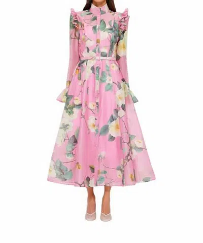 Leo Lin Katrina Butterfly Sleeve Midi Dress In Pink