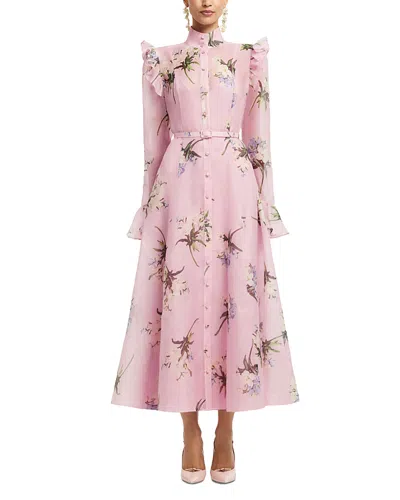 Leo Lin Katrina Floral-print Ruffled Midi Dress In Pink