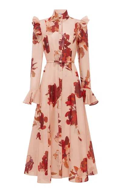 Leo Lin Katrina Butterfly Sleeve Midi Dress - Reverie Print In Nectar In Multi