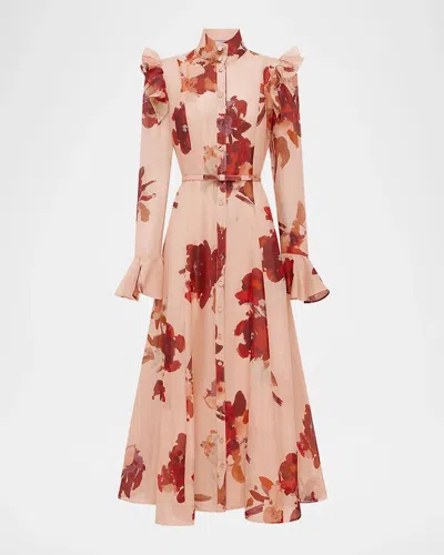 Leo Lin Katrina Floral-print Midi Dress In Multi