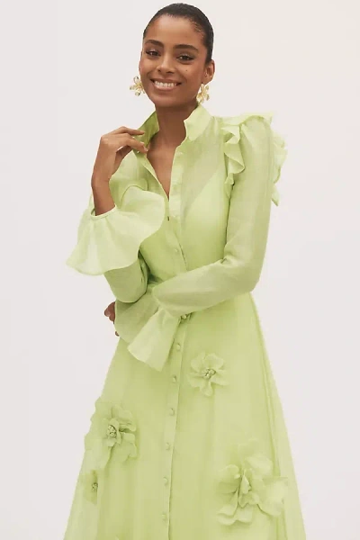 Leo Lin Katrina Petal Butterfly-sleeve Linen Blend Midi Dress