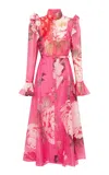 Leo Lin Katrina Printed Linen-blend Midi Dress In Pink