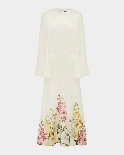 Leo Lin Kinsley Bell-sleeve Floral Maxi Dress In White