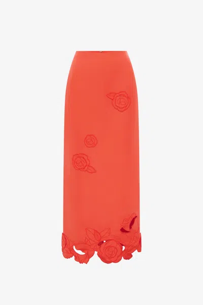Leo Lin Kyra Appliqué Maxi Skirt - Saffron